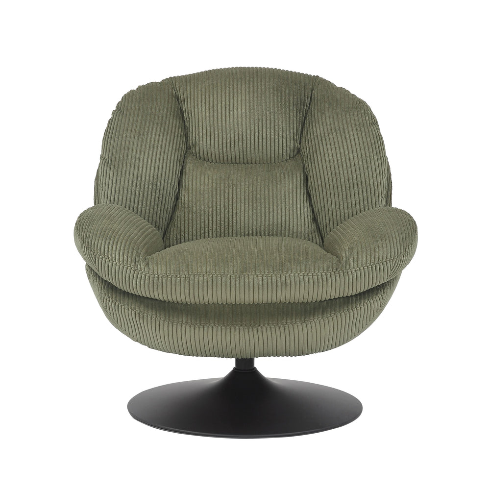 Fauteuil pivotant velours côtelé vert