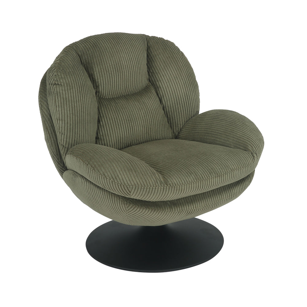 Fauteuil pivotant velours côtelé vert