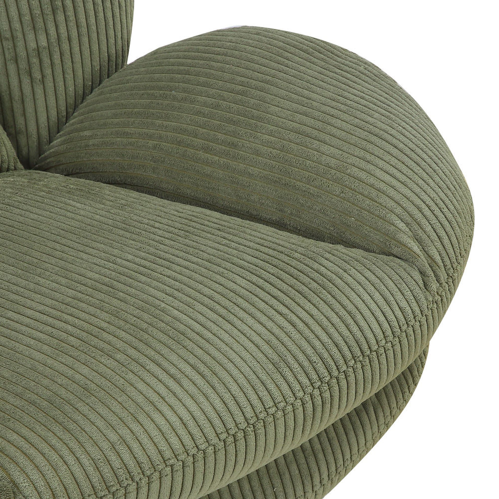 Fauteuil pivotant velours côtelé vert