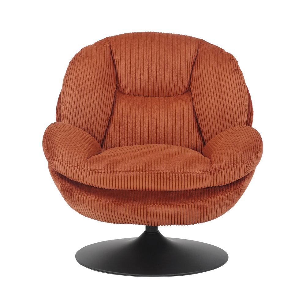 Fauteuil pivotant velours côtelé terracotta