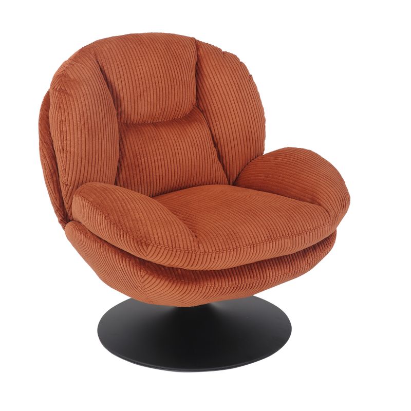 Fauteuil pivotant velours côtelé terracotta