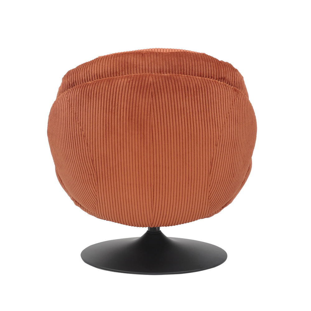 Fauteuil pivotant velours côtelé terracotta