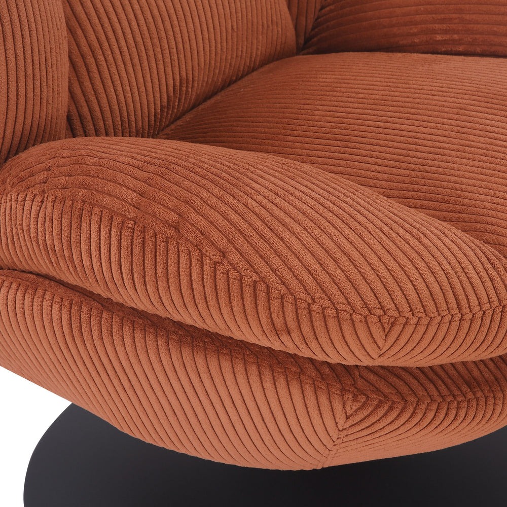 Fauteuil pivotant velours côtelé terracotta