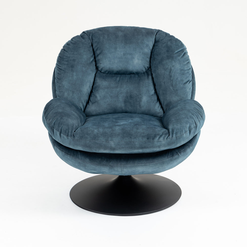 Fauteuil pivotant en velours bleu gris TOPI