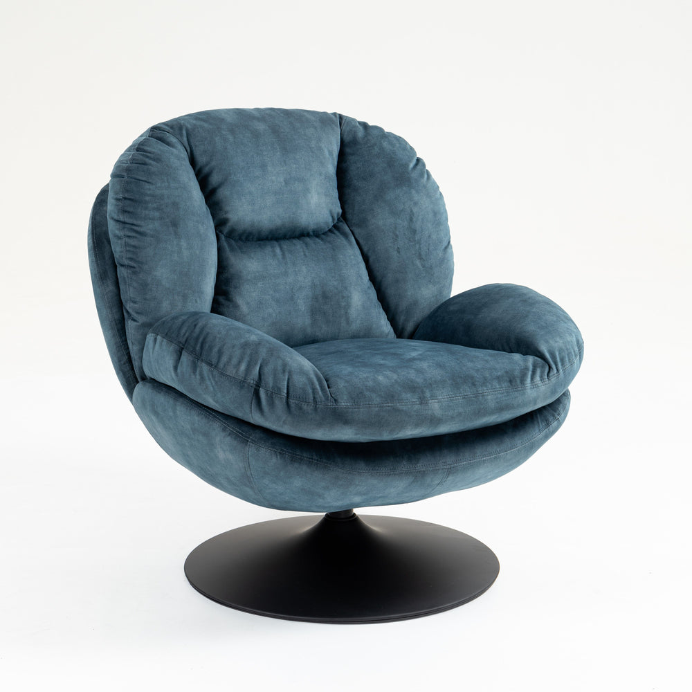 Fauteuil pivotant en velours bleu gris TOPI