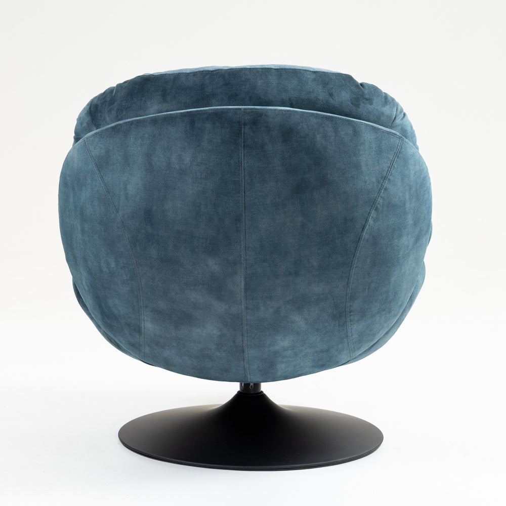 Fauteuil pivotant en velours bleu gris TOPI