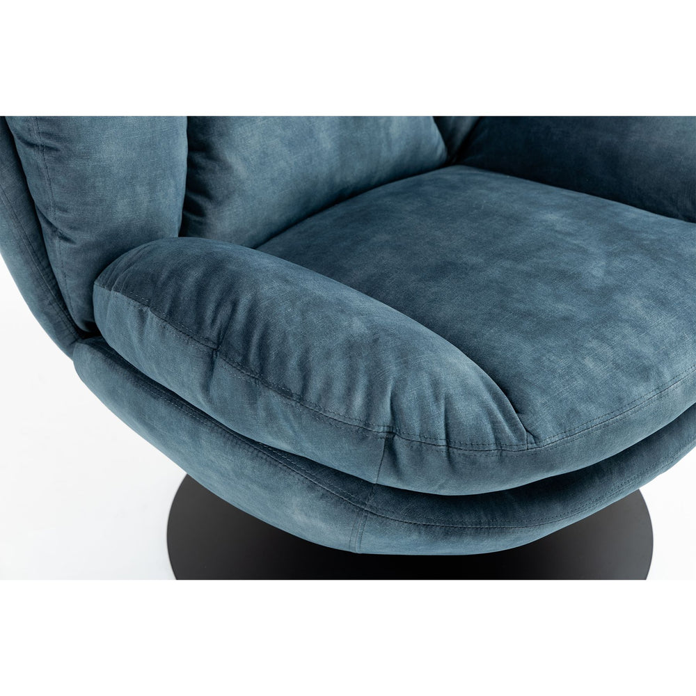 Fauteuil pivotant en velours bleu gris TOPI