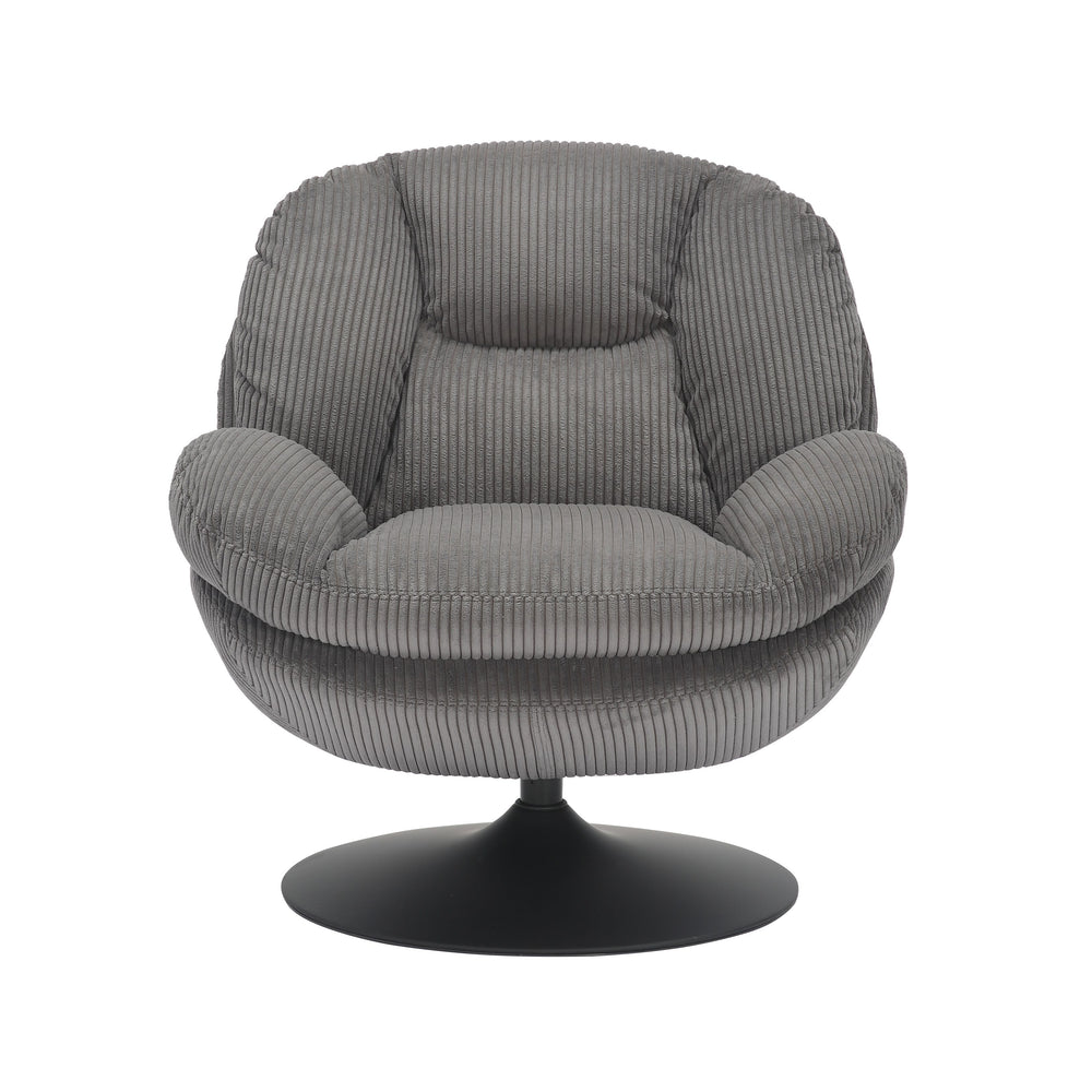 Fauteuil pivotant velours côtelé gris