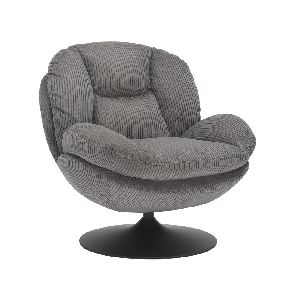 Fauteuil pivotant velours côtelé gris