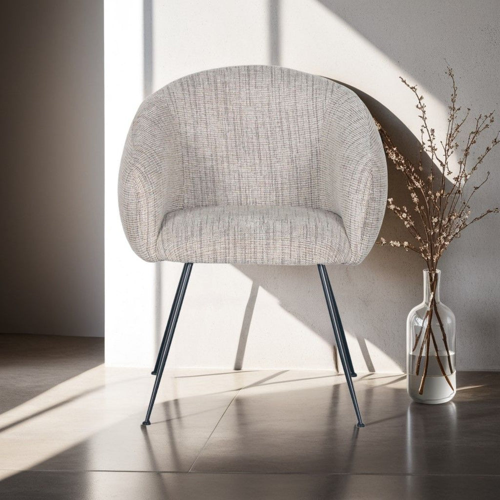 Fauteuil en tissu beige et café VADIM