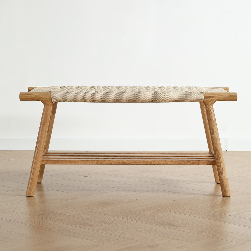 Banc bois chêne et corde 90 cm